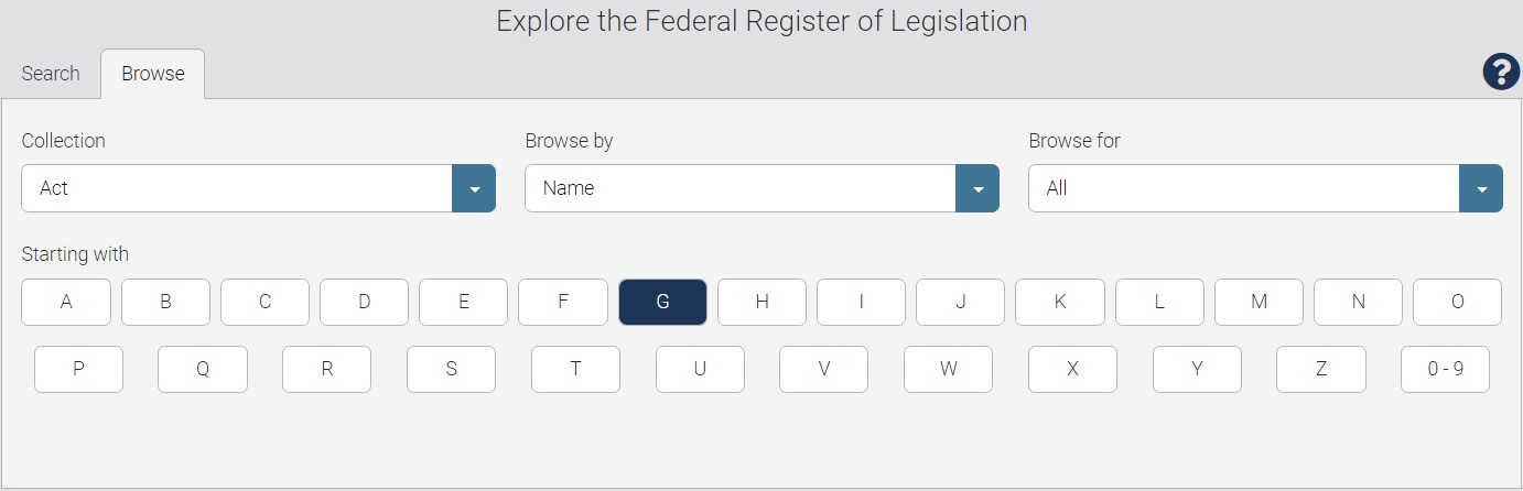 Screenshot of the browse options.